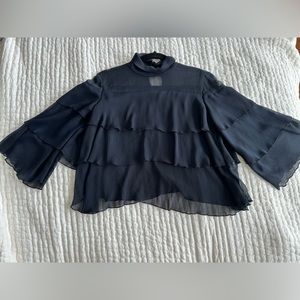 Zara Sheer Ruffled Chiffon Like Blouse
